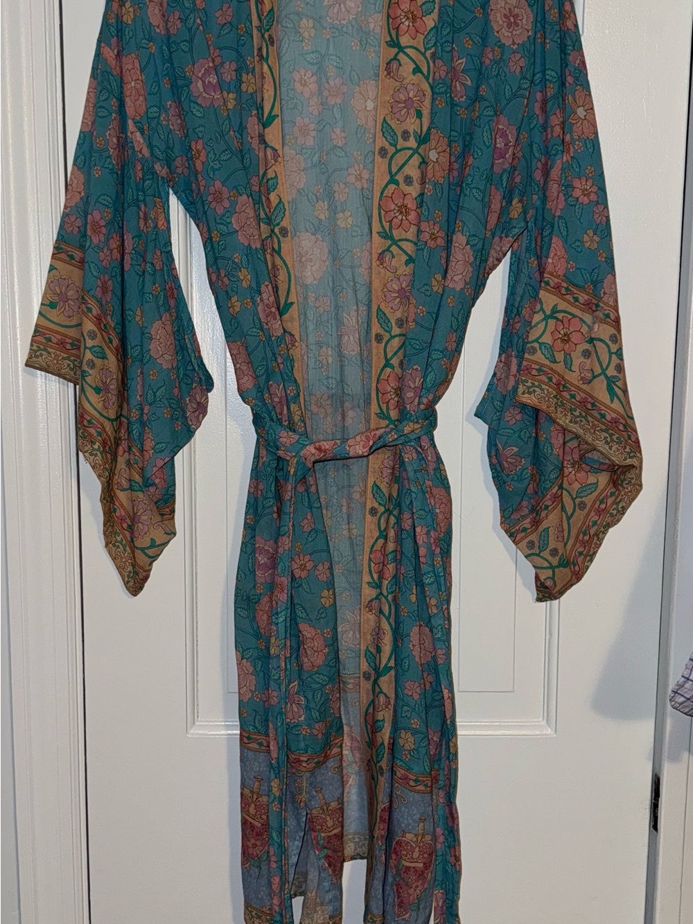 RARE - Spell & The Gypsy Collective Pastel Floral Blue Green Cotton Top